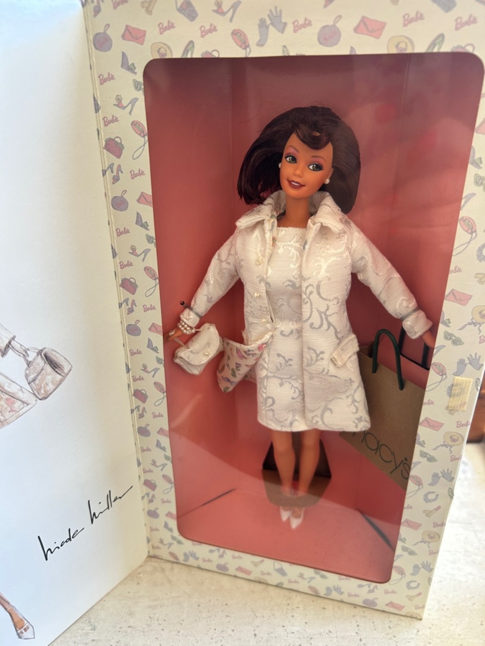 Barbie White Brocade Coat & Dress Set